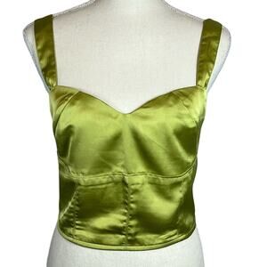 Abercrombie & Fitch lime green satin crop top Size S